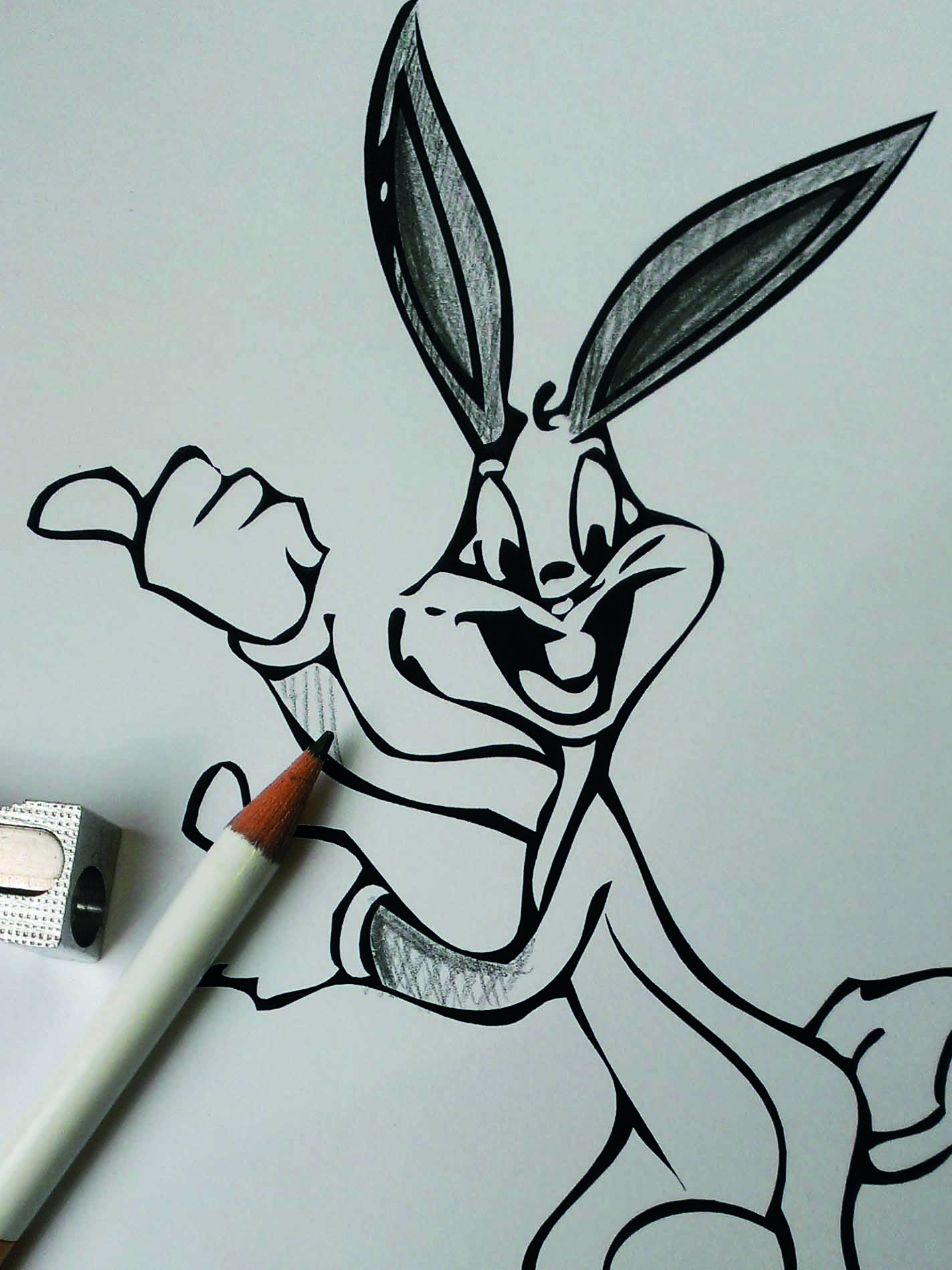 Bugs Bunny mit Bleistift und Spitzer